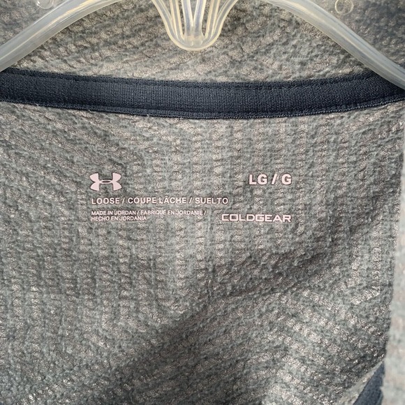 Under Armour 1/4Zip Fleece Pullover Sweater Gray Pink Trim Womens LG - Picture 4 of 9